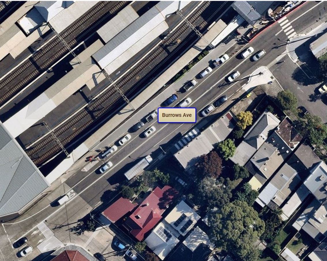 Sydenham Station - Burrows Road aerial view